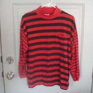 Ladies Lightweight Knit Striped Long Sleeve T-Shirt Size M Erica & Company